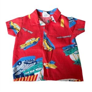 Retro Boys Button Down Shirt Vintage Cars